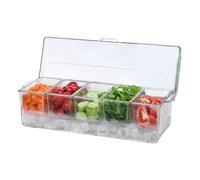 Eastuy Serveur à condiments réfrigérés, plateau de service réfrigéré | Récipient à condiments glacés | Barre de service transparente pour fête sur glace, plateau de service pour condiments réfrigérés