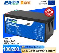 EASUN POWER-Batterie Rechargeable au Lithium VEFEPO4, BatBR Pack pour Camping-Car, Solaire, Pas de Taxe, 50Ah, 100Ah, 200Ah, 12V, 24V, BMS 12V 300AH
