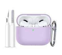 Easuny Compatible avec Coque AirPods Pro 2, Antichoc Silicone Protection Housse Compatible avec Étui Apple AirPods Pro 2ème 1ère Génération, LED Visible, avec Mousqueton&Kit de Nettoyage - Lavande