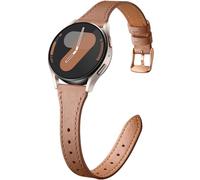 Easuny Fin Cuir Bracelets Compatible avec Samsung Galaxy Watch 7 Bracelet - Galaxy 6 5 4 40mm 44m, Véritable Cuir Bracelet pour Samsung Watch 6 Classic 47mm 43mm, 4 Classic 42mm 46mm, Marron/Or rose
