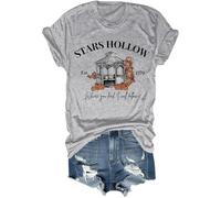 Easwisa Stars Hollow T-Shirts pour Femmes Stars Hollow Chemise Coton Décontracté À Manches Courtes Tee Surdimensionné À La Mode Stars Hollow Where You Lead I Will Follow T-Shirts Hauts-Black||S