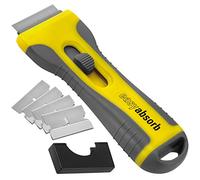 Easy Absorb P-10014 Grattoir universel avec 5 lames en acier inoxydable, poignée souple jaune/gris