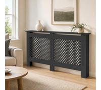 Easy Act Cache-radiateur 152 x 19 x 82 cm anthracite - Cache-radiateur en MDF laqué avec motif nid d'abeille - Revêtement de chauffage pour salon, chambre à coucher et couloir