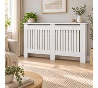 Easy Act Cache-radiateur 152 x 19 x 82 cm blanc - Cache-radiateur en MDF laqué style maison de campagne - Revêtement de chauffage pour salon, chambre à coucher et couloir