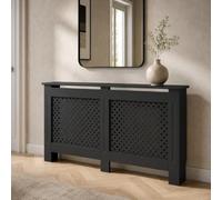 Easy Act Cache-radiateur 152 x 19 x 82 cm noir - Cache-radiateur en MDF laqué avec motif nid d'abeille - Cache-radiateur pour salon, chambre à coucher et couloir