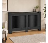 Easy Act Cache-radiateur 152 x 19 x 82 cm noir - Cache-radiateur en MDF laqué style maison de campagne - Revêtement de chauffage pour salon, chambre à coucher et couloir