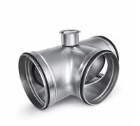 Easy Act Trappe bypass 100 mm Régulateur de débit d'air pour distribution d'air avec deux sorties à 90° Clapet d'aération en tôle d'acier galvanisé avec joints EPDM