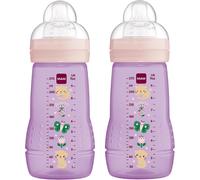 Easy Active Baby Bottles,270 Ml,With Teat,Size 1,Skinsoft Silicone,Baby Bottles With Ergonomic Shape,For Babies From 0 Months And Above,Cat/Butterfly Design