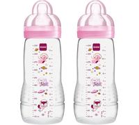Easy Active Baby Bottles,330 Ml,With Teat,Size 2,Skinsoft Silicone,Milk Bottles With Ergonomic Shape,For Babies From 4 Months,Space Design