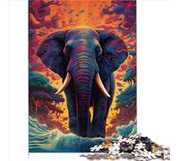 Easy Adult Jigsaw Puzzles 1000 Piece Jigsaw Puzzles for Adult Kids Elephant Walking on Beach Wood Jigsaw Adults Gifts Family Fun Jigsaws Puzzles 1000pcs（50x75cm）