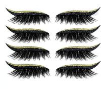 Easy and Fast Application for Female Eyes With An Overview of Eyelid and Eyelash Stickers, 4 Pairs of Eyelid and Eyelid Stickers, Makeup Stickers (Color: Gold)