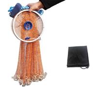 EASY BIG Filet américain en Fonte avec Frisbee en Aluminium, Filet de pêche pour piège à appâts, Maille de 2 cm, diamètre de 2,4 à 4,2 m