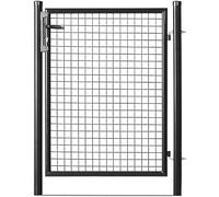 EASY CLOTURE Gardenode Portillon de Jardin grillagé en Acier galvanisé Porte de Jardin pour clôture avec Serrure Maille 50 x 50 Passage 1m x H 1m75 Noir