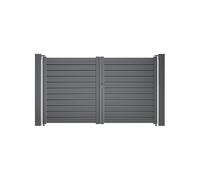 Easy Clôture Portail battant Aluminium Persienne - Largeur 3m - Hauteur 1m90 - Gris Anthracite - Prêt à Poser