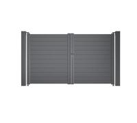 Easy Clôture Portail battant Aluminium Plein - Largeur 3m - Hauteur 1m90 - Gris Anthracite - Prêt à Poser
