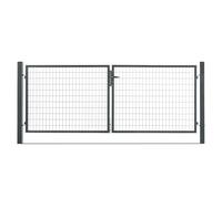 Easy Clôture Portail grillagé Acier galvanisé L 3m Gris Anthracite H 1m70 - Porte de Jardin - Clôture de Jardin avec Serrure et poignée