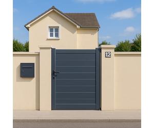 Easy Clôture Portillon Aluminium Persienne - Largeur 1m - Hauteur 1m90 - Gris Anthracite - Prêt à Poser