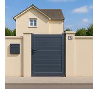 Easy Clôture Portillon Aluminium Plein - Largeur 1m - Hauteur 1m75 - Gris Anthracite - Prêt à Poser