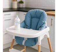 Easy Dort - Coussin de Chaise Haute bébé Coton Enduit Couleur - Lagon - Fabriqué en France