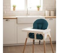 Easy Dort - Coussin de Chaise Haute bébé Coton Enduit Couleur - Paon - Fabriqué en France