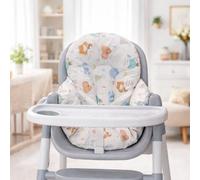 Easy Dort - Coussin de Chaise Haute bébé PU (Polyuréthane) - Motif Animaux - avec Sangles - Fabriqué en France