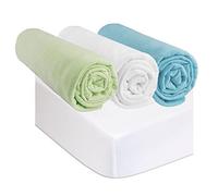 Kit de 3 Draps Housse 70x160 cm Lit Bébé Lit Enfant + 2 Protèges Matelas 70x160 | 100% Coton | Ultra Doux, Respirant | Sommeil sain | Certifié Oeko Tex | Fabriqué en Europe