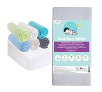 Easy Dort KIT Pratique Bebe | Matelas 60x120 Lit bébé Lit Parapluie Berceau + 6 Draps Housse Coton OCÉAN + 2 Alèses Coton | Kit Complet lit bébé | Certifié Oeko-Tex | Fabrication France & UE
