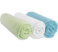 Easy Dort Lot de 3 Draps Housse 60x120 cm Lit Bébé, Berceau, Lit Parapluie | 100% Coton Jersey | Anis Blanc Turquoise | Extensible | Sommeil sain |Oeko-Tex | Fabriqué en Europe