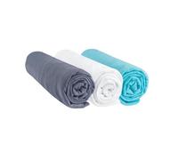 Easy dort Draps-housses bébé 70x140 cm Lot de 3 100% coton jersey Gris/Blanc/Turquoise Extensibles