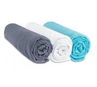 EASY DORT Lot de 3 Draps Housse Bébé pour Lit Bébé | 100% Coton | Gris Blanc Turquoise | Sommeil sain | Oeko-Tex | Fabriqué en Europe