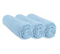 Easy Dort Lot de 3 Draps Housse Coton pour lit Bébé 60x120 - Bleu Ciel