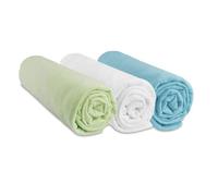 EASY DORT - Lot de 3 draps housses coton - 32x72 - Vert Anis Blanc Turquoise - Mixte/Garçon