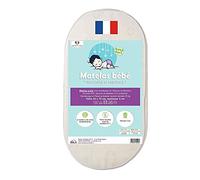 Easy Dort - Matelas couffin bébé 32 x 72 cm - Berceau, nacelle ou lit bébé - Housse en Bambou | Été & Hiver | Double Face | Très Confortable | Fabrication Française 32x72 cm | Oeko tex® | Blanc