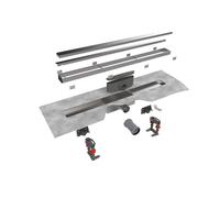 Easy Drain Compact 50 TAF caniveau de douche plaque simple 190cm avec grille design zéro/carrelage inox edcomtaf1900-50