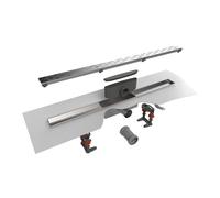 Easy Drain Compact FF caniveau de douche plaque simple avec sortie latérale 6x90cm 50mm inox edcomff900-50