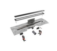 Easy Drain Modulo TAF low caniveau de douche - 50x6.7cm - avec bride de sol - Siphon: 50mm - Inox brossé edm1taflt500-50