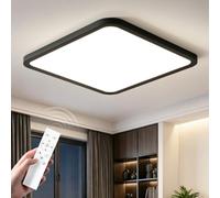 EASY EAGLE Plafonnier LED 40CM Dimmable 42W Lampe Plafond Moderne avec Télécommande 3000K-6500K, IP44 Luminaire Plafonnier Carré pour Salon Salle de Bain Cuisine Salon Chambre Couloir Bureau, Noir