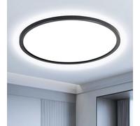 EASY EAGLE Plafonnier LED Rond Ø50 cm, Luminaire Plafonnier Lumière Blanche Froide 6500 K 52W, Noir IP44 Étanche Lampe de Plafond pour Salle de Bain, Cuisine, Salon, Chambre, Bureau, Garage