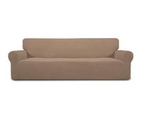 Easy-Going Housse de canapé 4 Places Extensible - Protection de Meubles Doux avec élastique en Bas - pour Enfants - Tissu Jacquard Polyester élasthanne à Petits Carreaux - Taille XXL - Camel