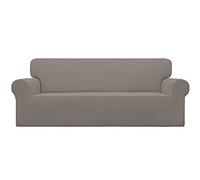 Easy-Going Housse de canapé Extensible 1 pièce Housse de Protection de canapé avec élastique en Bas pour Enfants Tissu Jacquard Spandex Petits Carreaux (canapé, Taupe)