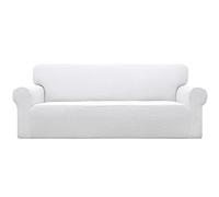 Easy-Going Housse de canapé Extensible - 1 pièce - Housse de Protection pour Meubles - Doux avec élastique en Bas pour Enfants, Tissu Jacquard Polyester élasthanne à Petits Carreaux (canapé, Blanc