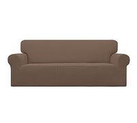 Easy-Going Housse de canapé Extensible 1 pièce pour canapé Doux avec élastique en Bas pour Enfants, Tissu Jacquard élasthanne, Petits Carreaux (canapé surdimensionné, Marron)