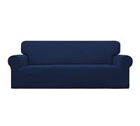Easy-Going Housse de canapé Extensible 1 pièce pour canapé - Doux avec élastique en Bas pour Enfants, Tissu Jacquard Polyester élasthanne à Petits Carreaux (canapé, Bleu Marine)