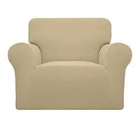 Easy-Going Housse de canapé Extensible 1 pièce pour canapé Doux avec élastique en Bas pour Enfants, Tissu Jacquard élasthanne, Petits Carreaux (Chaise, Beige)