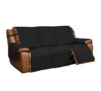 Easy-Going Housse de canapé inclinable, housse de canapé réversible pour fauteuil inclinable 3 places, housse de canapé divisé pour chaque siège, protection de meubles avec sangles élastiques pour enfants, chiens, animaux domestiques (3 places, noir/beige)