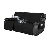 Easy-Going Housse de canapé inclinable imperméable avec Poche, 1 Housse de canapé réversible 3 Places, Protection Lavable avec Sangles élastiques pour Chiens (canapé inclinable, Noir/Beige)