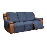 Easy-Going Housse de canapé inclinable réversible pour canapé inclinable 3 places - Protection de meubles avec sangles élastiques - Pour enfants, chiens, animaux de compagnie (3 places, bleu foncé/bleu clair)
