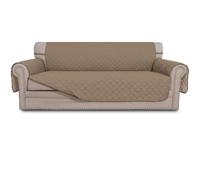 Easy-Going Housse de canapé réversible 4 Places résistante à l'eau avec bâtons de Mousse et Sangles élastiques - pour Animaux de Compagnie, Enfants, Chiens, Chats (Taille XXL, Beige/Beige)