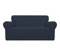 Easy-Going Housse de Causeuse Extensible 1 pièce pour canapé Doux avec élastique en Bas pour Enfants, Tissu Jacquard Polyester élasthanne, Petits Carreaux (Causeuse, Bleu foncé)