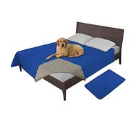 Easy-Going Housse de lit pour chien 100 % étanche - Antidérapante - Lavable et réutilisable - Pour incontinence - Pour animaux domestiques et enfants - 213 x 203 cm - Bleu classique